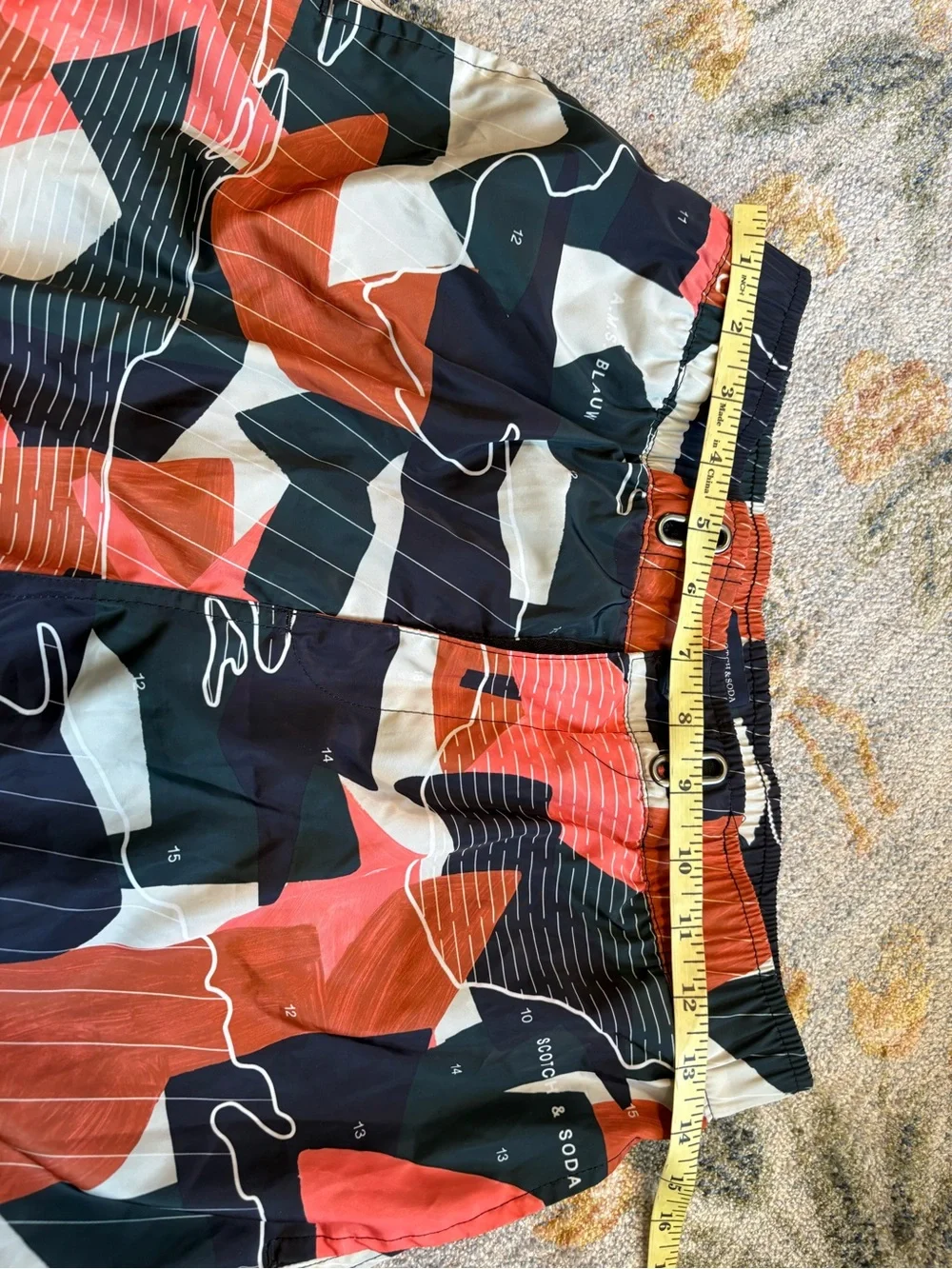 Scotch & Soda Mens Tropical Abstract Map Print Swim Shorts Multicolor Medium